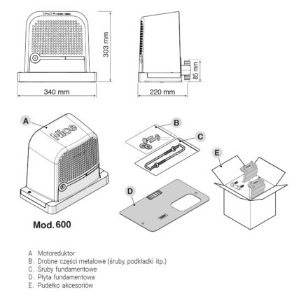 ROBUS 600 ERA FLOR zestaw NICE do bram przesuwnych o maksymalnej wadze bramy 600 kg - obrazek 6